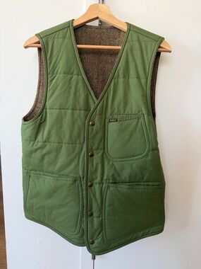 Réversible - RRL Ralph Lauren Tweed Vest in Olive/Brown Plaid double RL